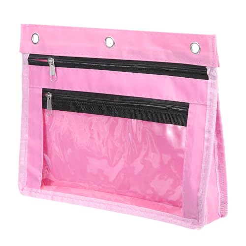 PATIKIL Expandable Pencil Pouch for 3 Rings Binder, 1 Pack Oxford Cloth Large Capacity Zipper Binder Pouch Pencil Case for Office Home, Pink - color: Pink