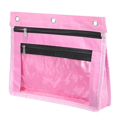 PATIKIL Expandable Pencil Pouch for 3 Rings Binder, 1 Pack Oxford Cloth Large Capacity Zipper Binder Pouch Pencil Case for Office Home, Pink - color: Pink