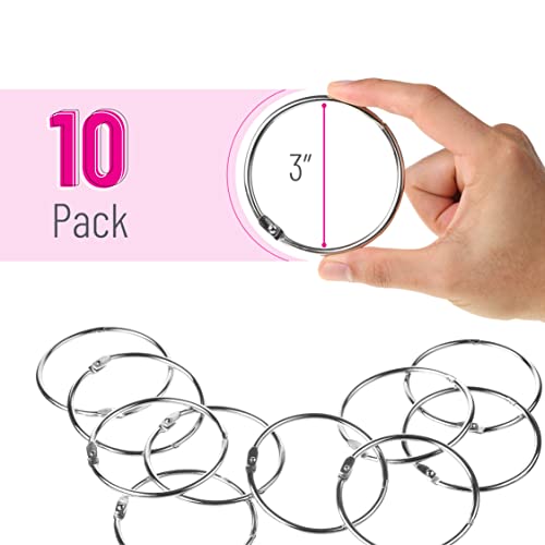 Mr. Pen- Loose Leaf Binder Book Rings, 3 Inch, 10 Pack | Metal Binder Rings for Index Cards, Flash Cards, Notebooks, Scrapbook, Keychains, School, Home, Office, Silver - color: Silver, size: 3", 10 Pack