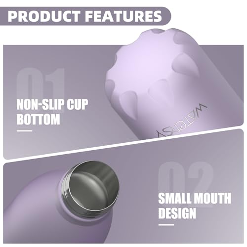 WATERSY Stainless Steel water bottles,17oz/500ml Insulated Water Bottles,Purple metal water bottle Keeps Drink Cold and Hot,BPA Free kids water bottles for School,Gym,Travel,Sports - color: Lilac