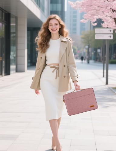 DOMISO 14 inch Laptop Case Sleeve Protective Cover Compatible with 15 inch MacBook Air M4 M3 M2,MacBook Pro,14-15 inch HP Dell ASUS Lenovo Chromebook,Waterproof Computer Cases Bag with Handle,Pink - color: Pink, size: 15" for Macbook Air