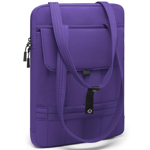 HYZUO 13.3-14 Inch Puffy Laptop Sleeve Padded Handbag for 13"-14" MacBook Pro/Air, 13" 13.3" Dell/HP/Lenovo/Asus/Acer Notebook Chromebook, Women Slim Shoulder Bags Work Daily Bag, Midnight Purple - color: Midnight Purple, size: 13.3-14 Inch