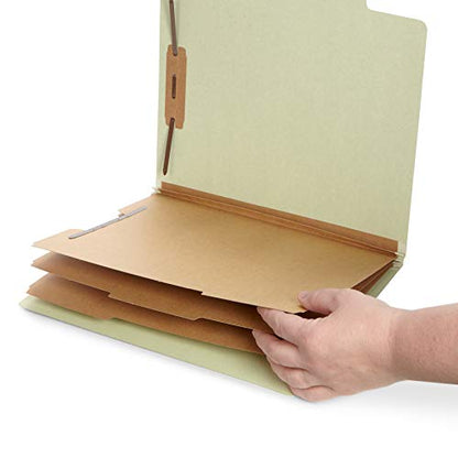 Blue Summit Supplies 10 Classification Folders, 3 Divider, Gray Green | Heavy-duty, letter size, 2 in expansion, 2 prong fasteners, 3 dividers, for medical and legal files
