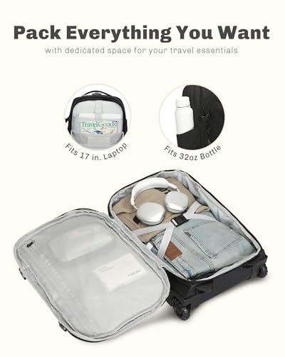 Hynes Eagle 2 in 1 Travel Backpack Set Rolling Backpack with Wheels Carry on Luggage 43L with Personal Item Bag for Men Women 17 inches Laptop Backpack Jet Black - color: Jet Black