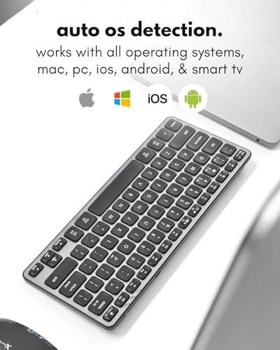 Macally Wireless Bluetooth Keyboard for Mac - Premium Multi Device Connectivity - Compatible Apple Keyboard for MacBook Pro/Air, iMac, Mac mini, iPad, Laptop, and PC - color: Space Gray