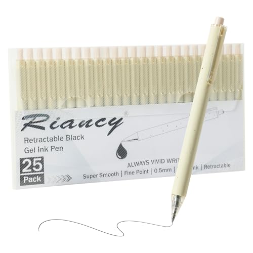 Aesthetic pens Black Ink Pens Cream Pen Fine Point Smooth Writing Pens, High-End Series Pens for Journaling Note Taking, Cute Office School Supplies Gifts for Women Men - color: 25 Beige Black Ink