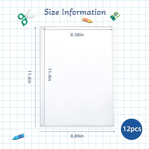12 Pcs 8 1/2" x 11" Rigid Print Protectors - Clear Toploaders - Hard Plastic Document & Photo Sleeves - Birth Certificate Protector