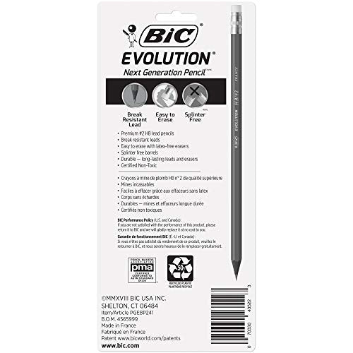 BIC Evolution Cased Pencil, 2 Lead, Gray Barrel, 24-Count - color: Gray, size: 1 Count (Pack of 1)