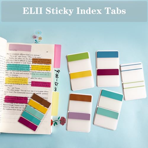 ELII 500 PCS Sticky Index Tabs 2 Inch Book Tabs,Clear Sticky Notes | Pages Notebooks File Tabs, Self Adhesive,Safety Material, Smooth Writing,Transparent,Waterproof,Repositionable,Reading - color: Muse, size: 500