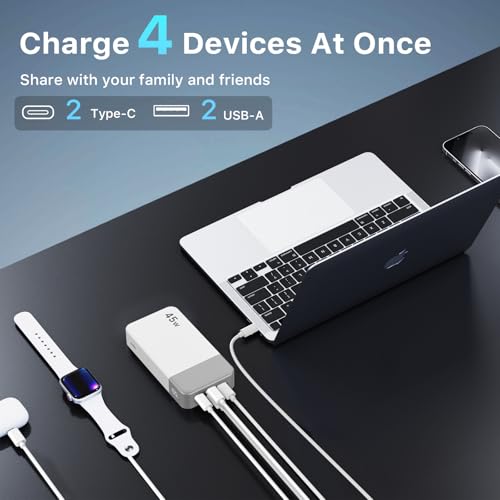 NOBIS Portable Charger, 20000mAh Power Bank, 45W Power Bank Fast Charging, Battery Pack with C to C Cable, Battery Bank with Digital Display for iPhone Android Laptop etc (White) - color: White