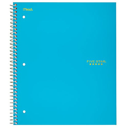Five Star Wire bound Notebook, 5 Subject, 200 College-Ruled Sheets, 8.5 x 11 Inch Size, Teal (72458) - color: 07 Teal