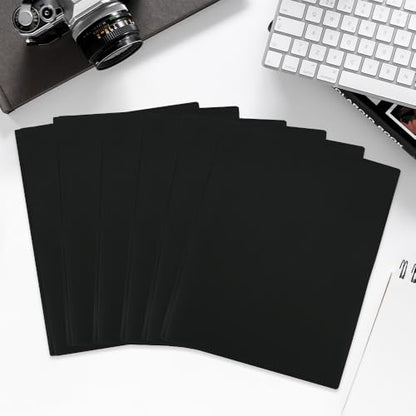 Plastic Folders with Pockets and Prongs - 6pcs Plastic Pocket Folders with Brads,Black Vinyl Poly 3 Prong 2 Pocket Sturdy File Folders for Documents Homework Paper,Back to School Supplies - color: Black
