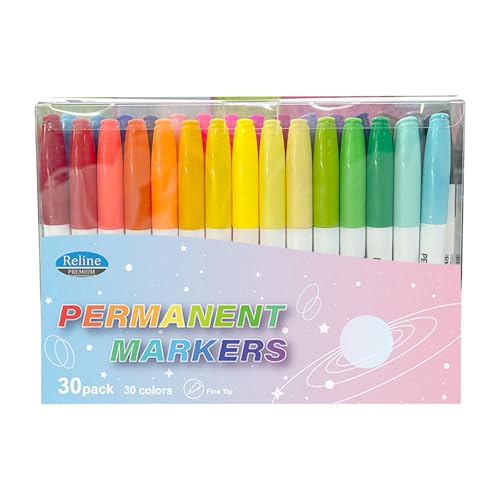 30 Pack Colors Permanent Markers, 30 ColorsFine Point Colorful Permanent Marker, Works On Paper, Glass, Fabric, Metal, Wood Crafts, Good for Coloring and Painting - color: 30pack-30colors