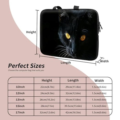 Laptop Sleeve Case Bag 13 inch, Black Cat with Golden Eyes Slim Carrying Case Durable Handbag Travel Laptop Bag for 13 inch MacBook Air M3/M2/Pro M2/ 13" iPad Pro/Air M4/M2 2024 - color: Black Cat With Golden Eyes, size: 13 inch