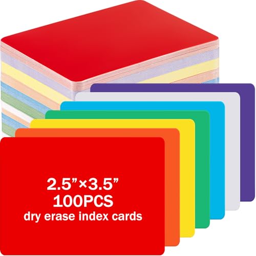 Harloon 100 Pcs Dry Erase Index Cards 2.5 x 3.5 Inch Laminated Reusable Dry Erase Note Cards Sheets for Office Home Housework to Do List (Colorful) - color: Colorful, size: 2.5 x 3.5 Inch