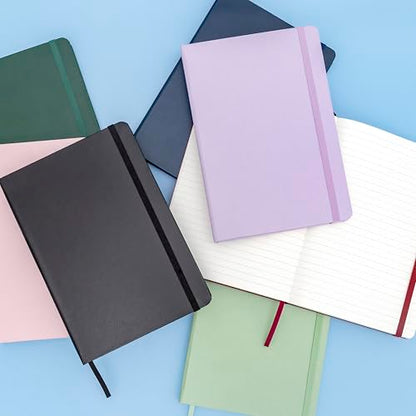 PAPERAGE Lined Journal Notebook, (Black), 160 Pages, Medium 5.6 in x 8 in - 100 GSM Thick Paper – Hardcover Journaling Notebook for Work, School & Note Taking - color: Black, style: A. Lined