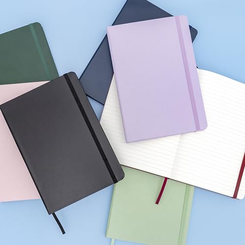 PAPERAGE Lined Journal Notebook, (Turquoise), 160 Pages, Medium 5.6 in x 8 in - 100 GSM Thick Paper – Hardcover Journaling Notebook for Work, School & Note Taking - color: Turquoise, style: A. Lined