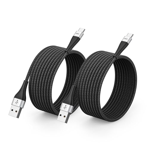 Long USB to USB C Cable 10FT 2Pack, USBA to USBC Cord Fast Charging Braided Type C Charger for iPhone 17 Pro Max, 16/15, iPad Pro/Air/Mini, Samsung S26, Pixel, Moto, Android Phones & Tablets - Black - color: Black, size: 10 FT - 2 Pack, style: USB A to US