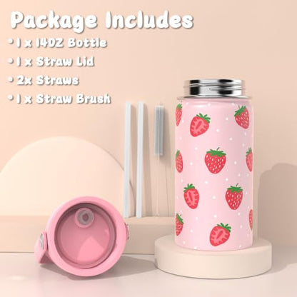 Bento Lunch Box for Kids Adult, Leakproof 3-4 Compartment Bento Box Set with Insulated Food Jar,Water Bottle, Lunch Bag, School Lunch Container for Toddler Teen Girls Boys Ages 3+(Strawberry) - color: Strawberry
