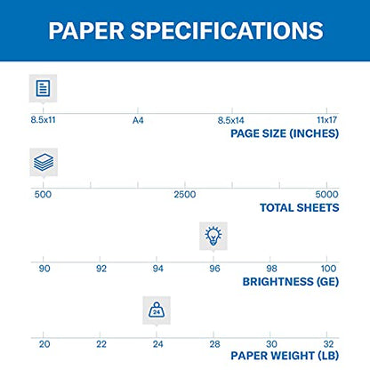 Hammermill Paper, Fore Multipurpose Paper, 8.5 x 11 Paper, Letter Size, 3 Hole, 24lb Paper, 96 Bright, 1 Ream / 500 Sheets (101287R) Acid Free Paper - size: 1 Ream | 500 Sheets, style: 3 Hole (8.5x11)