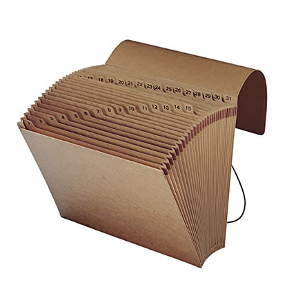 Smead Expanding File with Flap and Cord Closure, 31 Pockets, Daily (1-31), Letter Size, Kraft (70168), (Pack of 6) - size: 12" W x 10" H (Pack of 6), style: 1 to 31