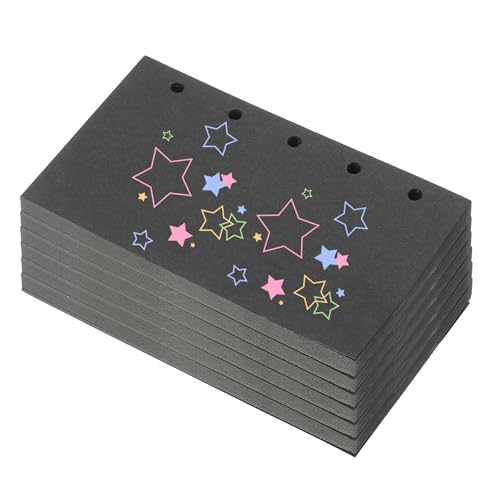 PATIKIL Colored Loose Leaf Paper, 4.1" x 2.5"(A8) 300 Sheets 5 Holes Punched 150GSM Blank Binder Refill Paper Supplies for Office Note Taking Teacher Planner Journal Notebook, Black - color: Black, size: 4.1" x 2.5"