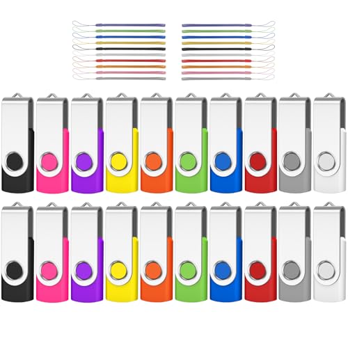 256MB USB Flash Drive 20 Pack, AreTop Premium USB 2.0 Swivel Memory Stick | [ NOT 256GB ] Thumb Drive Bulk Jump Drives Multipack USB Drive Pack for Data Storage (20PCS 256MB, Mix Colors) - size: 256MB, style: 20P-Mixcolor