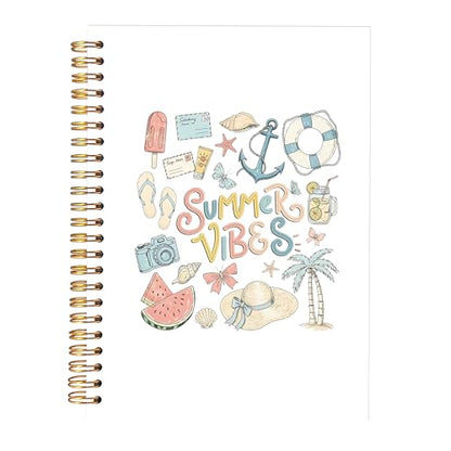 KAOWT Summer Coastal Notebook Journal, Tropical Beach Ocean Notebooks for Note Taking, Preppy Summer Vibes Journal, Beach Lover Gifts, Hardcover Spiral Notebook 5.5x8.3in - color: Summer notbook-Coastal