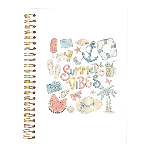 KAOWT Summer Coastal Notebook Journal, Tropical Beach Ocean Notebooks for Note Taking, Preppy Summer Vibes Journal, Beach Lover Gifts, Hardcover Spiral Notebook 5.5x8.3in - color: Summer notbook-Coastal