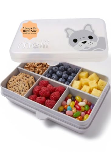 melii Snackle Box | 6-Compartment Divided Snack Container, BPA-Free Food Storage with Removable Dividers for School, Travel & On-the-Go Snacking (Bulldog) - color: Bulldog