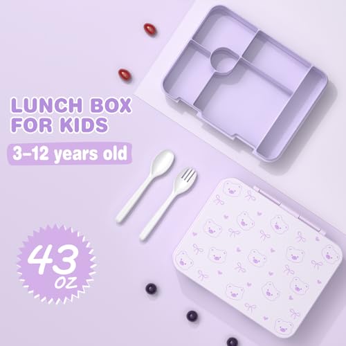 ACESAK Backpack for Girls with Bento Box - 4 PCS Cute Girls Backpack with Lunch Box, Pencil Case & Bento Box Set - 43oz Leakproof Lunch Box Kids Snack Containers Set Back to School Supplies (Purple) - color: Purple