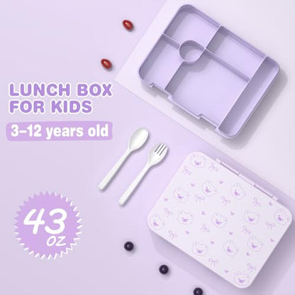 ACESAK Backpack for Girls with Bento Box - 4 PCS Cute Girls Backpack with Lunch Box, Pencil Case & Bento Box Set - 43oz Leakproof Lunch Box Kids Snack Containers Set Back to School Supplies (Purple) - color: Purple