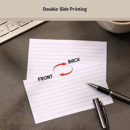 Extra Heavyweight 3x5 Inch Ruled Index Cards, Made of 92lb Weight Thick Paper Ruled Notecards, Double Sided Thick Flash Cards for Note-Taking, Studying, Ideal for School, Home and Office - 400 Count - style: 3X5IN - 400Count