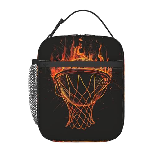 Basketball Insulated Lunch Box for Women Men Basketball Lunch Bag for Work,Picnic,Travel,Hiking,Beach or Fishing Polyester - color: Basketball01