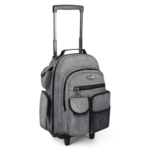20" 2-in-1 Rolling Backpack,Backpack for Travel w/Wheels | Trolley Suitcase w/Telescopic Handle,Lightweight,Durable, Travel-Friendly, Unisex,2560-20''-Grey - color: JH-2560-Grey-20