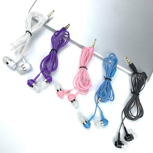 Wired Earbuds Bulk Wired Earphones Mixed Colors 10 Packs Compatible with iPhone Smartphone Computer Laptop MP3 School Classroom 3.5mm Connectivity Ear Buds Headphones