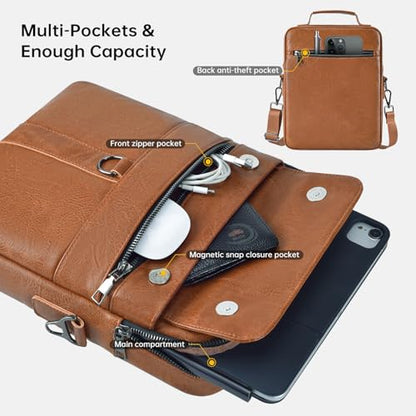 11 Inch Tablet Sleeve Case, Leather iPad Bag for 2026 iPad Air 11 M4 M3 & Pro 11 M4 M5 with Magic Keyboard, Fire HD 10/Max 11, Galaxy Tab A9+ Plus, Brown - color: Brown, size: 9-11 Inch