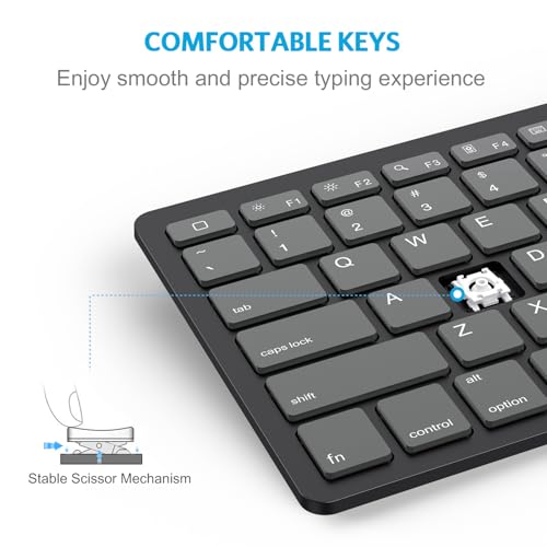 OMOTON Ultra-Slim Bluetooth Keyboard for iPad 11th/10th/9th/8th/7th, iPad Pro/Air/Mini and iPhone Series, Wireless iOS Keyboard with 12 Multimedia Keys for Office, School, Graphite Black & Gray - color: Graphite Black & Gray