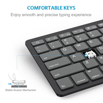 OMOTON Ultra-Slim Bluetooth Keyboard for iPad 11th/10th/9th/8th/7th, iPad Pro/Air/Mini and iPhone Series, Wireless iOS Keyboard with 12 Multimedia Keys for Office, School, Graphite Black & Gray - color: Graphite Black & Gray