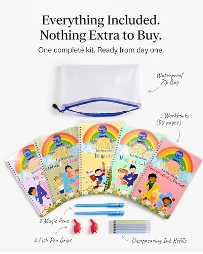 Large Magic Handwriting Practice Copybook, Grooved Handwriting Practice for Kids 3-8, Toddler Writing Practice, Math Calligraphy, Letter Tracing, for Preschool, The Beginner Kit - style: The Beginner Kit