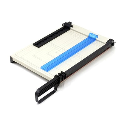 TEXALAN(R) Paper Cutter Letter Size Paper Trimmer 12” Cut Length 12 Sheet Capacity Guillotine Paper Photo Cutter with Magnet Clamp, Paper Guide, Size Guideline - color: White Metric Scale
