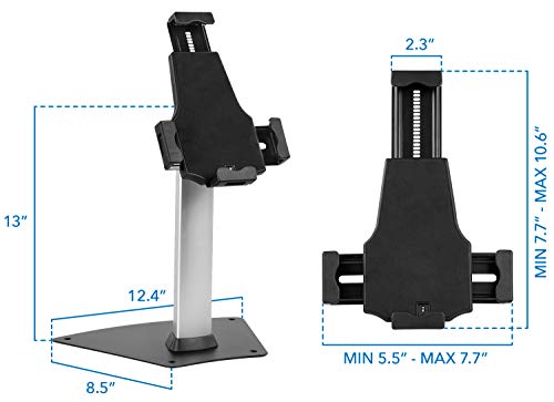 Mount-It! Secure Universal Tablet POS Kiosk Stand with Locking Clamp & Bolt-Down Base, 360° Rotation & +80°/-65° Tilt, Wall or Counter Mount for 7.9"–11" Tablets, iPad, Galaxy Tab & Surface Go - size: Counter - Wide Base