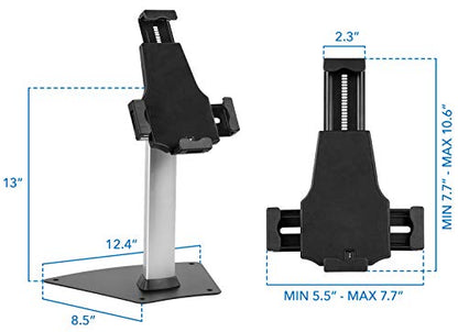 Mount-It! Secure Universal Tablet POS Kiosk Stand with Locking Clamp & Bolt-Down Base, 360° Rotation & +80°/-65° Tilt, Wall or Counter Mount for 7.9"–11" Tablets, iPad, Galaxy Tab & Surface Go - size: Counter - Wide Base