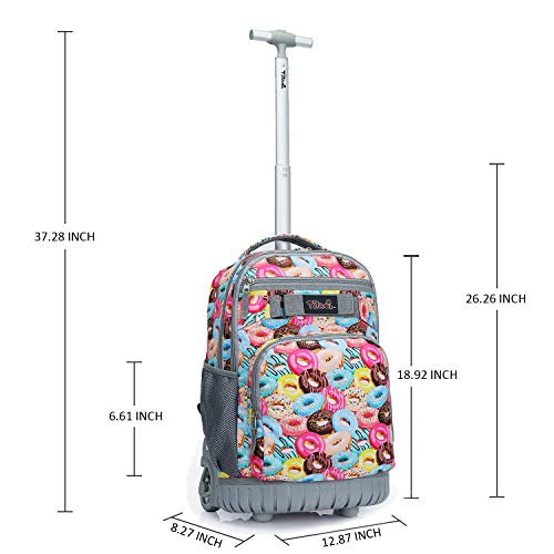 Tilami Rolling Backpack 18 inch Wheeled Backpack School College Student Travel Trip Boys and Girls - color: Doughnut