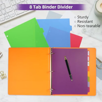 Colorful Binder Dividers with Tabs,Plastic Index with 8-Tabs,for 3 Ring Binder,6 Sets - style: 6 SETS 8 TAB