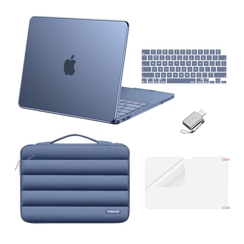 MOSISO Compatible with MacBook Neo Case 13 inch 2026 A3404 A18 Pro Chip | Scratch-Resistant Protective Hard Shell&Puffy Sleeve Bag&Keyboard Skin&Screen Film&Type C, Indigo - color: Indigo