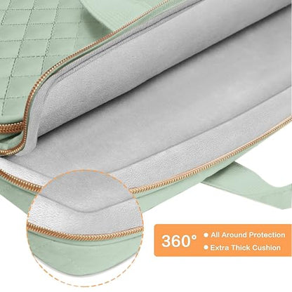 MOSISO 360 Protective Laptop Case 13.3 inch, 13-13.3 inch Laptop Sleeve Compatible with MacBook Air/Pro 13/Pro 14,HP Dell ASUS Lenovo, Square Quilted Bag Cover with 2 Pockets&Handle&Belt, Sage Green - color: Sage Green, size: 13.3 inch