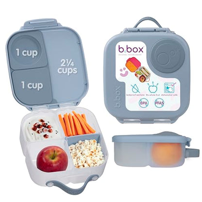 b.box Mini Lunch Box Kids | 4.25 Cup Leak Proof Bento Box for Kids Ages 3+ | 3 Compartment Snack Containers, School Lunch Container, Dishwasher Safe, BPA-Free, PFAS-Free - Chill Out - color: Chill Out, size: 1-pack