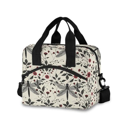 ALAZA Dragonfly Red Flowers Insulated Lunch Bag Women Men Portable Reusable Cooler Lunch Tote Bag for Work Office Picnic College - color: Multi 11