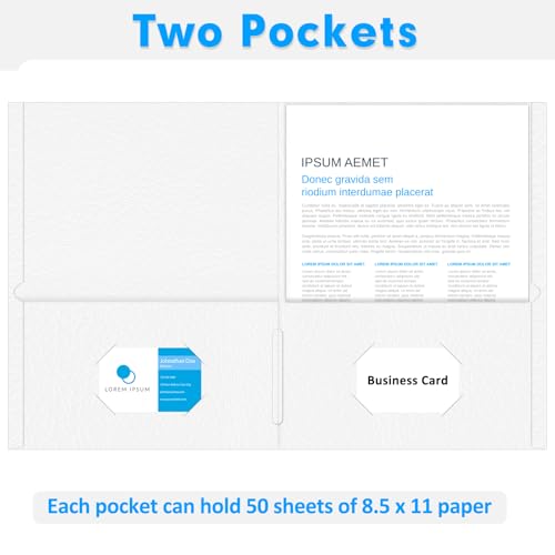 Two Pocket Folders, PANDRI 50 Pack 2 Pocket Folders, Letter Size Paper File Folder for School Office Home Business, White - color: White